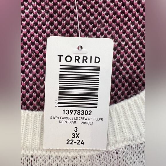Torrid Ivory Fair Isle Crew Neck Pullover - Picture 7 of 8